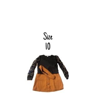 Black and Brown Dress with Sheer Sleeves